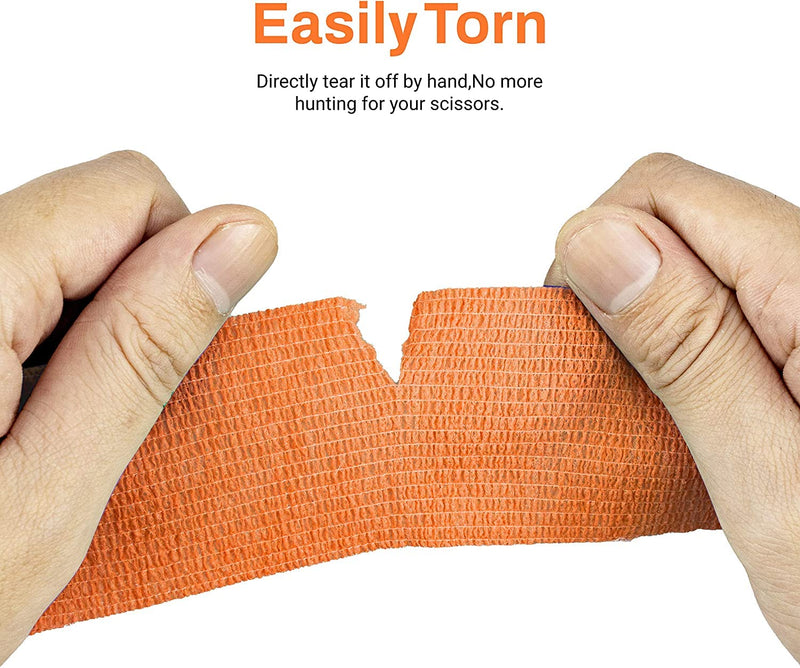 Cohesive Self-Adhesive Bandage Wrap, Orange (10 cm)