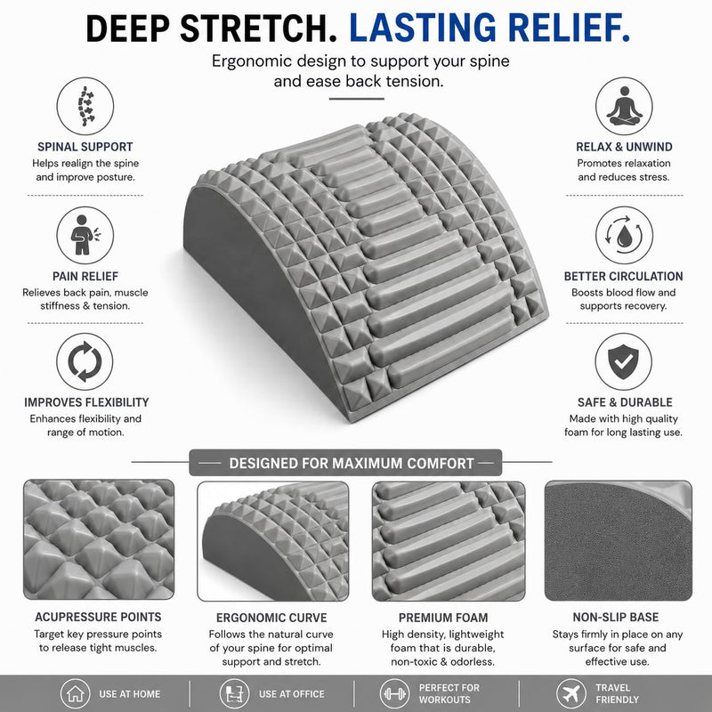 Cervical Neck Stretcher Pillow, Grey