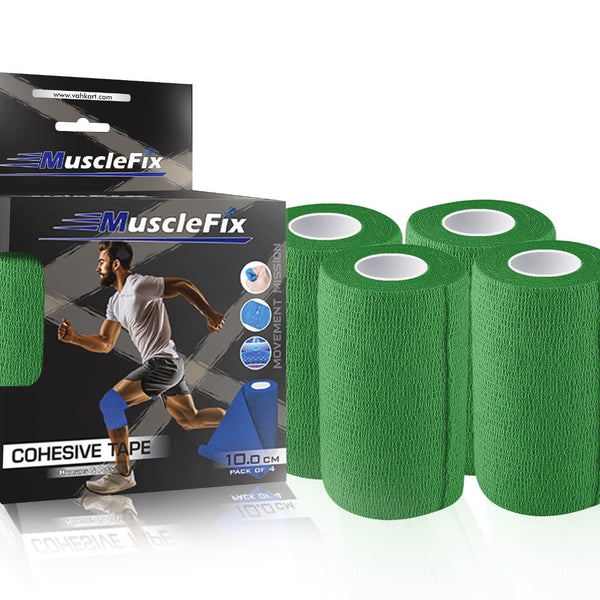 Cohesive Bandage Wrap 10cm x 4.5m, Self Adhesive Crepe Bandage, Green, 10cm