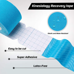 Precut Kinesiology Tape for Pain Relief & Muscle Support – Waterproof, Black, Precut