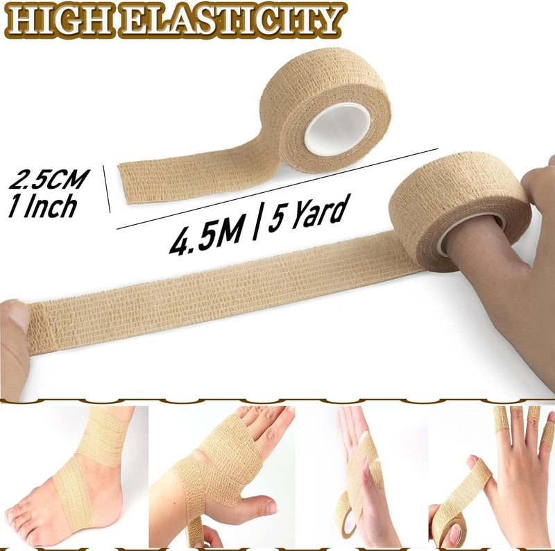 Breathable Self Adhesive Cohesive Bandage Wrap, Beige, 2.5 cm (1