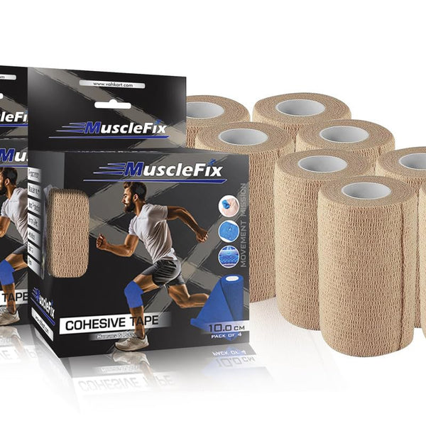 Cohesive Self-Adhesive Bandage Wrap, Beige, Pack of 8