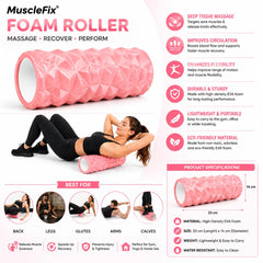 Anti Slip EVA Foam Roller for Deep Tissue Massage & Muscle, Pink, 33Cm*14Cm