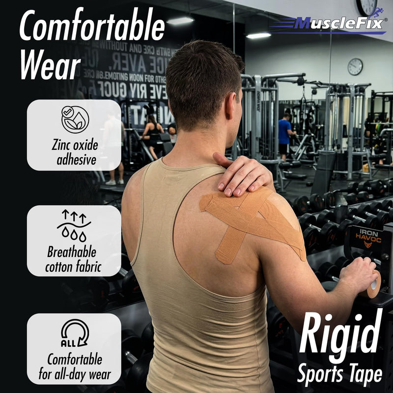 Rigid Sports Tape for Strong Joint Support, Injury Prevention, Beige, (3.8 cm × 13.7 m) Pack Of 1