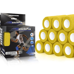 Breathable Self Adhesive Cohesive Bandage Wrap, Yellow, 10 cm (4