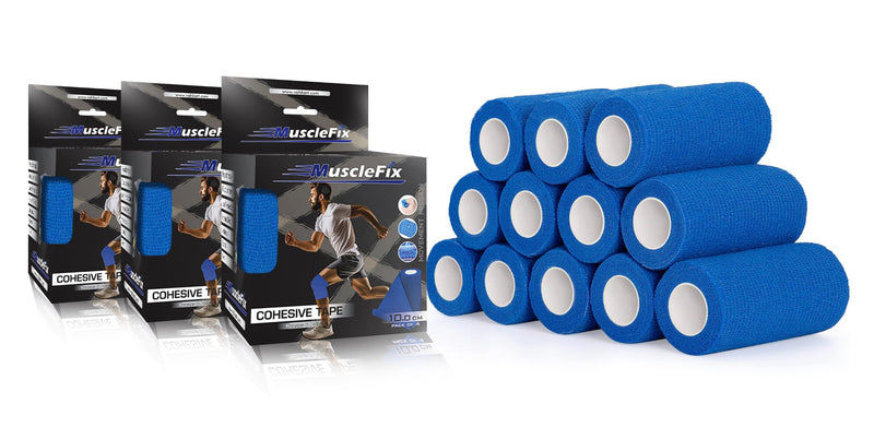 Breathable Self Adhesive Cohesive Bandage Wrap, Blue, 10 cm (4