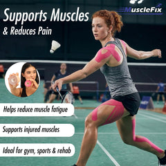 Precut Kinesiology Tape for Pain Relief & Muscle Support – Waterproof, Beige, Precut