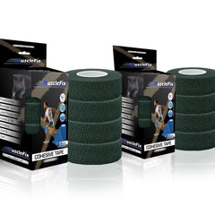 Cohesive Self-Adhesive Bandage Wrap, Forest Green, (2.5CM) Pack-8