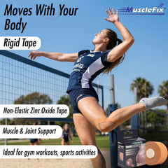 Rigid Sports Tape for Strong Joint Support, Injury Prevention, Beige, (3.8 cm × 13.7 m) Pack Of 1