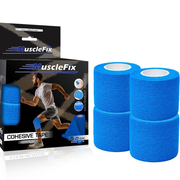 Breathable Self Adhesive Cohesive Bandage Wrap, Blue