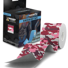 Kinesiology Tape for Pain Relief & Muscle Support – Waterproof, Pink Camo, Uncut