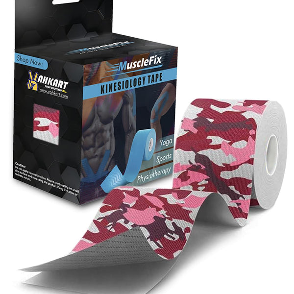 Kinesiology Tape for Pain Relief & Muscle Support – Waterproof, Pink Camo, Uncut