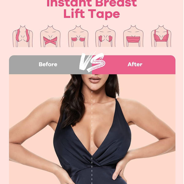 Breast Lifting Tape with Heart Silicone Nipple Covers, 5CM*5 MTR