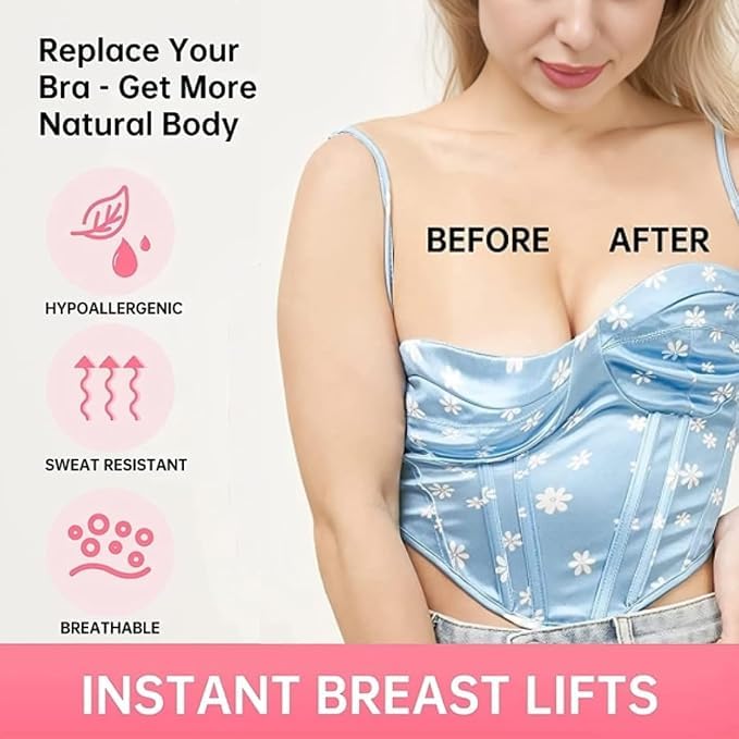 Breast Lifting Tape with Heart Silicone Nipple Covers, 5CM*5 MTR