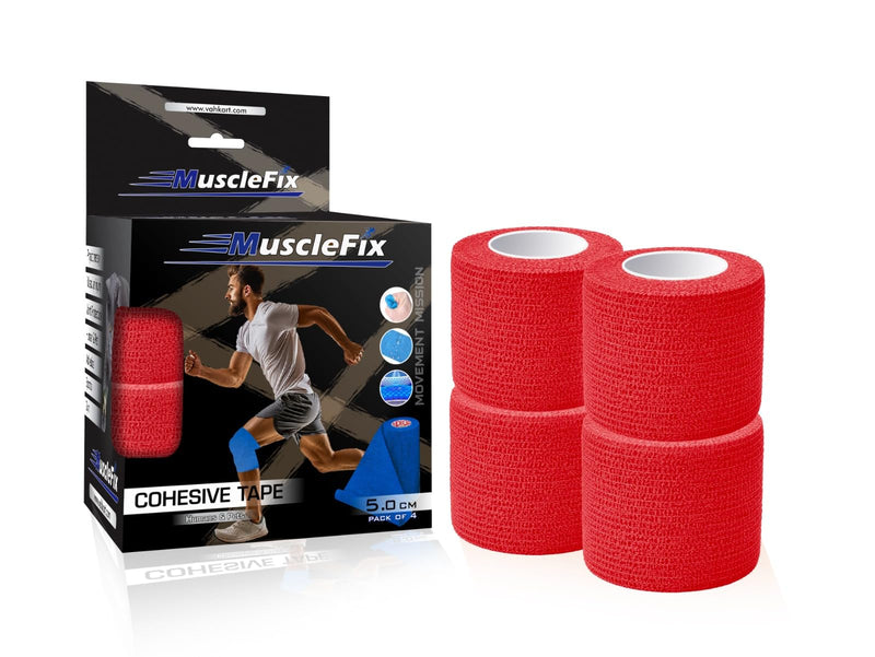 Breathable Self Adhesive Cohesive Bandage Wrap, Red