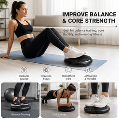 Inflatable Balance Disc Cushion 33CM with Air Pump, Black, 33CM