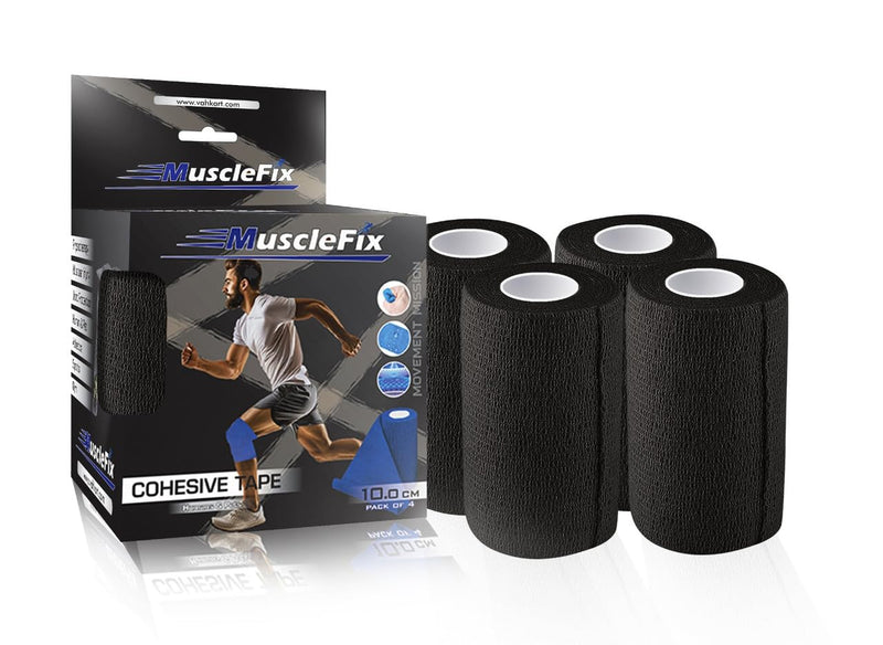 Cohesive Self-Adhesive Bandage Wrap, Black (10 cm)