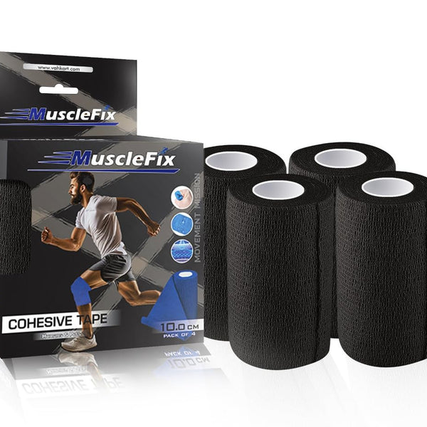 Cohesive Self-Adhesive Bandage Wrap, Black (10 cm)