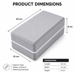 Premium High Density EVA Foam Yoga Block, Grey