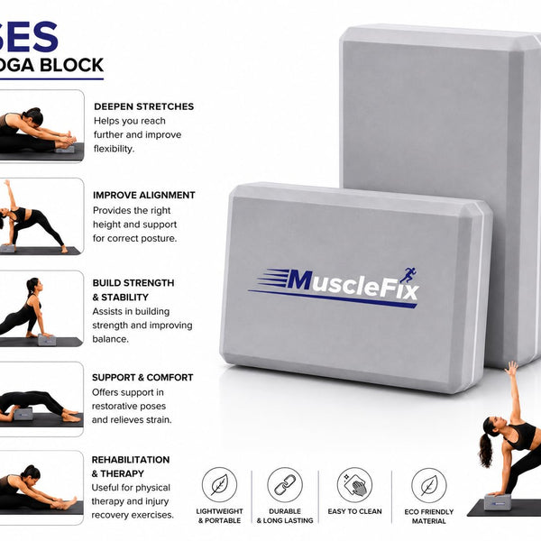 Premium High Density EVA Foam Yoga Block, Grey