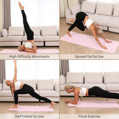 Foldable Exercise Yoga Mat for Men & Women, Pink