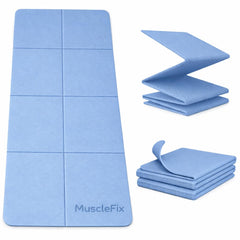 Foldable Exercise Yoga Mat for Men & Women, Sky Blue