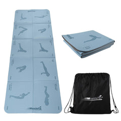Premium Anti Skid Yoga Mat with Printed Surya Namaskar Pose Guide, Blue
