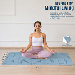 Premium Anti Skid Yoga Mat with Printed Surya Namaskar Pose Guide, Blue