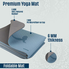 Premium Anti Skid Yoga Mat with Printed Surya Namaskar Pose Guide, Blue
