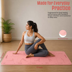 Premium Anti Skid Yoga Mat with Printed Surya Namaskar Pose Guide, Pink