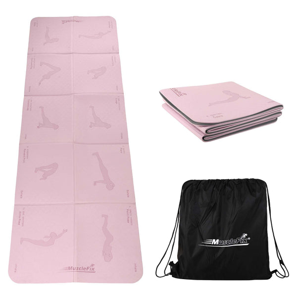 Premium Anti Skid Yoga Mat with Printed Surya Namaskar Pose Guide, Purple