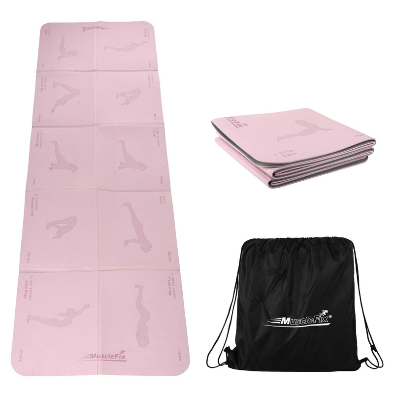 Premium Anti Skid Yoga Mat with Printed Surya Namaskar Pose Guide, Purple