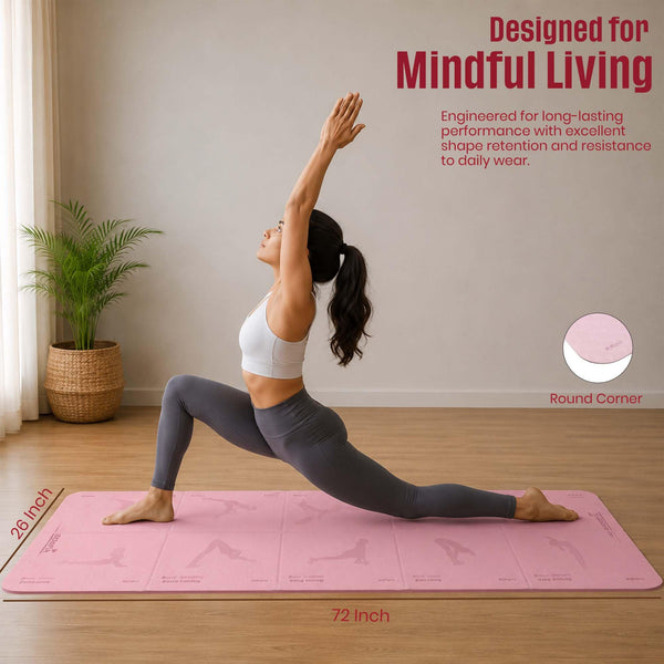 Premium Anti Skid Yoga Mat with Printed Surya Namaskar Pose Guide, Purple