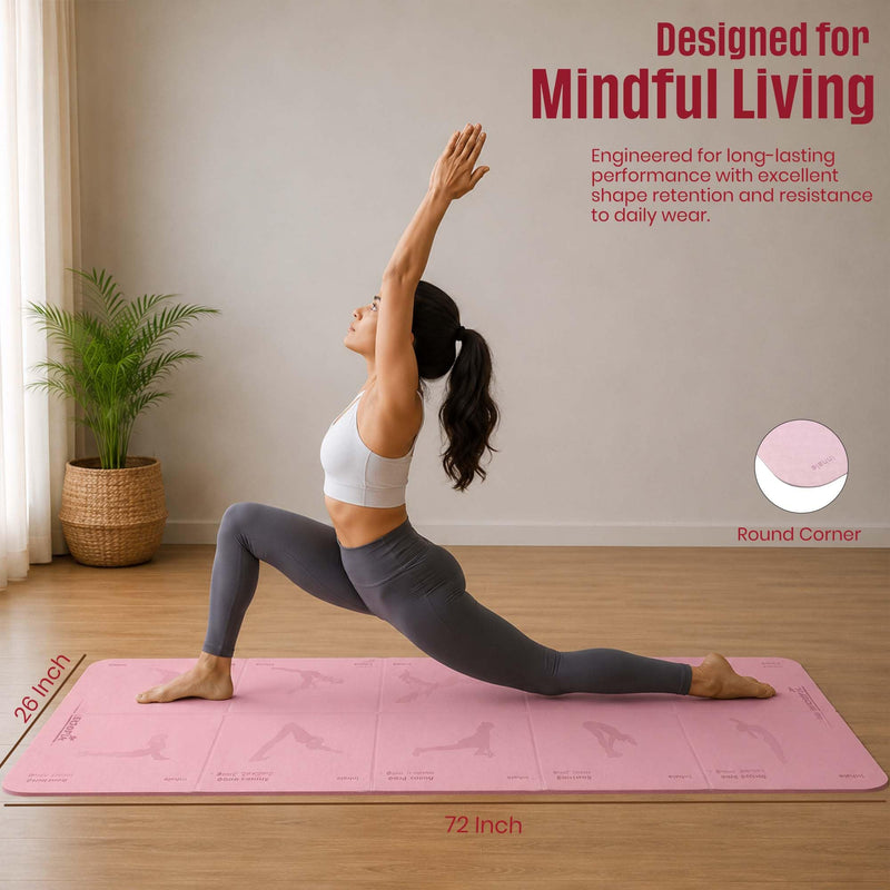 Premium Anti Skid Yoga Mat with Printed Surya Namaskar Pose Guide, Purple