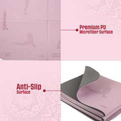 Premium Anti Skid Yoga Mat with Printed Surya Namaskar Pose Guide, Purple