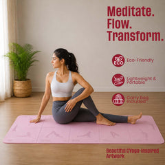 Premium Anti Skid Yoga Mat with Printed Surya Namaskar Pose Guide, Purple