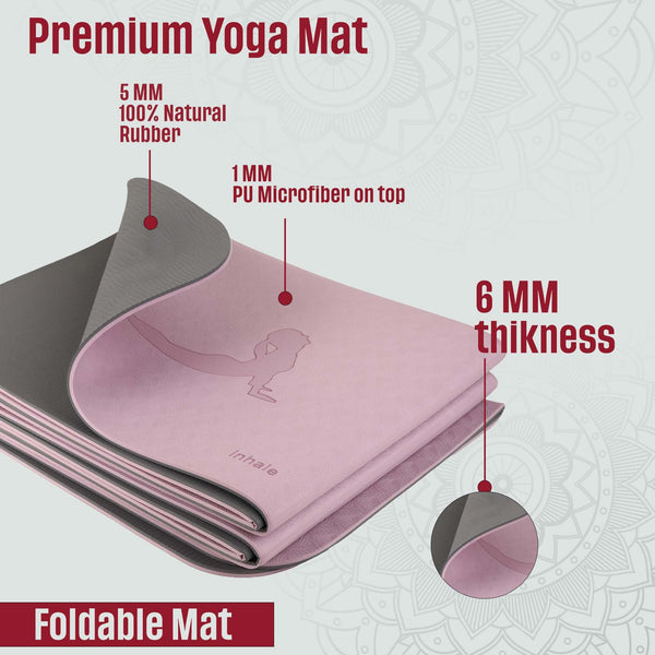 Premium Anti Skid Yoga Mat with Printed Surya Namaskar Pose Guide, Purple