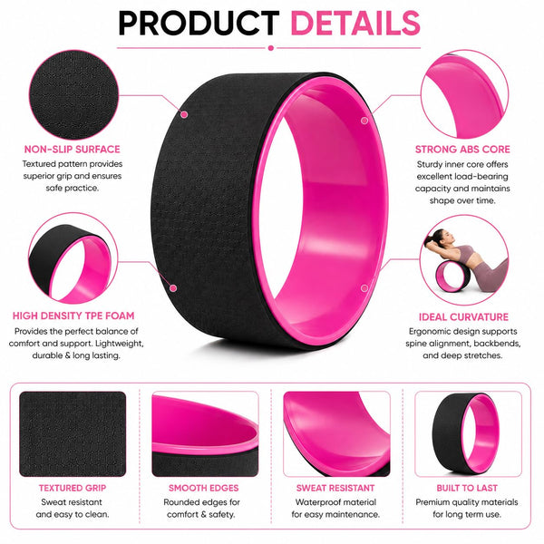 Yoga Wheel, Pink/Black