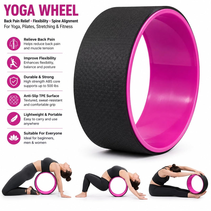 Yoga Wheel, Pink/Black